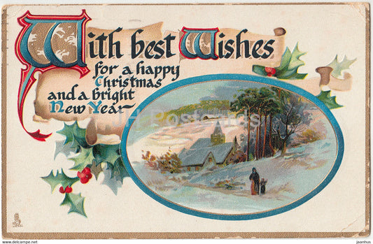 Christmas Greeting Card - With Best Wishes for a Happy Christmas - Tuck 545 - old postcard - 1915 United Kingdom - used - JH Postcards