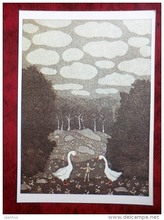 The Wonderful Adventures of Nils by S. Lagerlöf - Illustration by Diodorov - Martin and Martha - 1981 - unused - JH Postcards