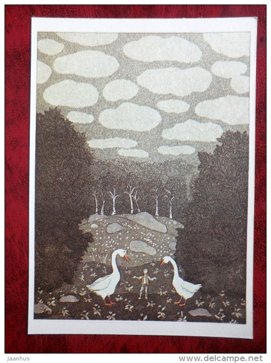 The Wonderful Adventures of Nils by S. Lagerlöf - Illustration by Diodorov - Martin and Martha - 1981 - unused - JH Postcards