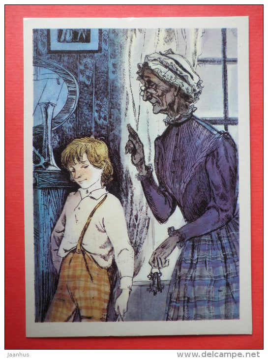 illustration by G. Mazurin - Tom and Aunt - The Adventures of Tom Sawyer by M. Twain - 1976 - Russia USSR - unused - JH Postcards