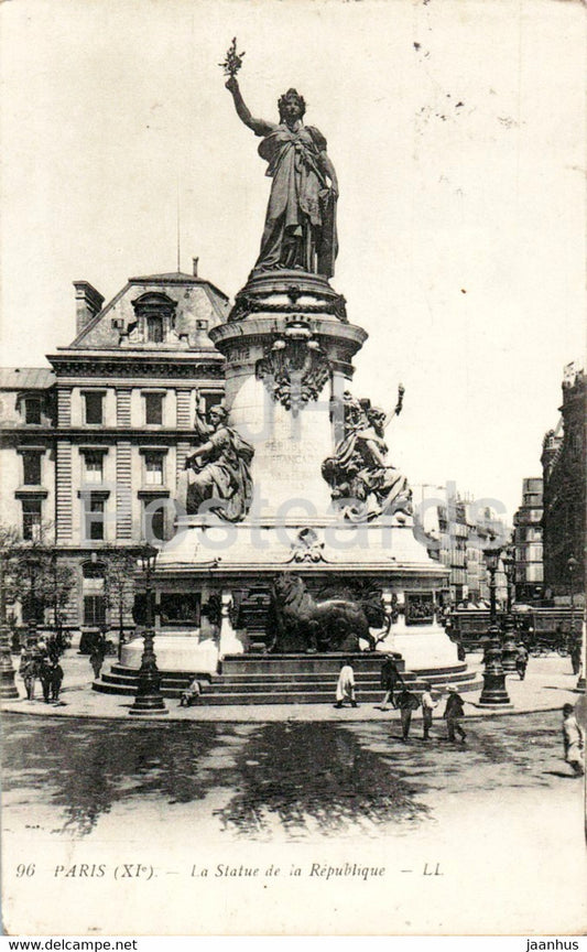 Paris - Statue de la Republique - 96 - old postcard - France - used - JH Postcards