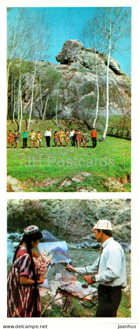 Fergana and Fergana Valley - Vuadil - rock Lion - painting - 1974 - Uzbekistan USSR - unused - JH Postcards