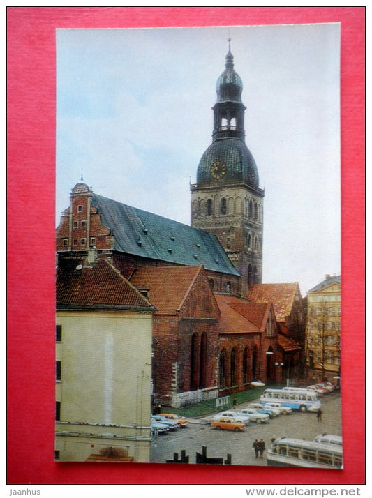The Dome Cathedral , 13th-18th centuries - Old Town - bus - cars - Riga - 1974 - USSR Latvia - unused - JH Postcards
