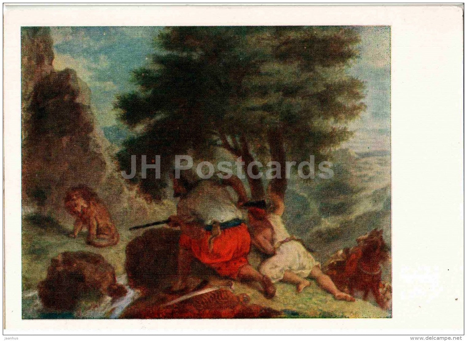 painting by Eugene Delacroix - Lion Hunt in Morocco - French art - 1959 - Russia USSR - unused - JH Postcards