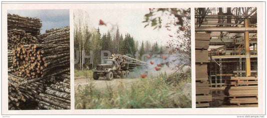 Belozersky forest industry - wood industry - Vologda Region - 1987 - Russia USSR - unused - JH Postcards