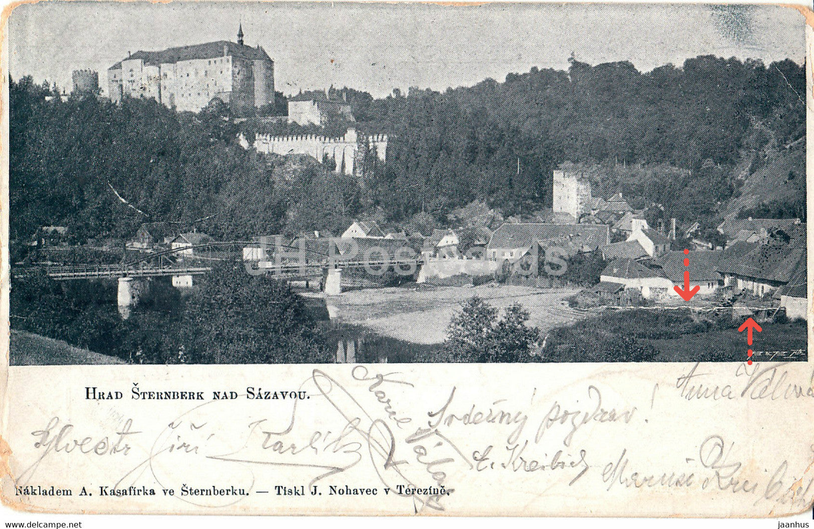 Hrad Sternberk nad Sazavou - old postcard - Czech Republic - used - JH Postcards