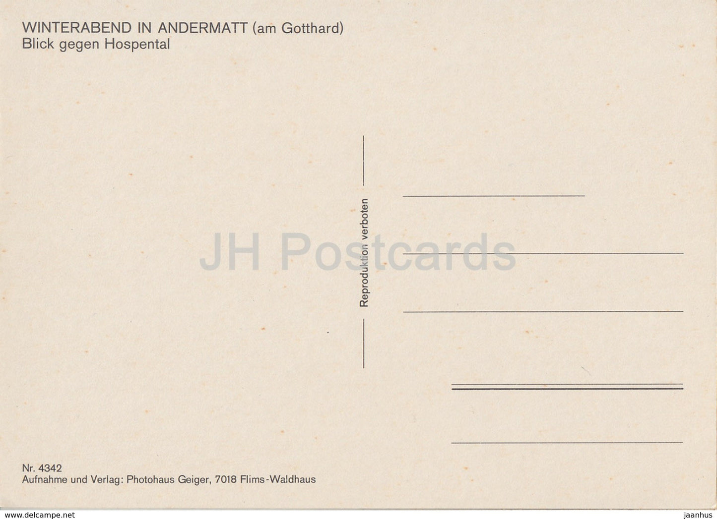 Winterabend in Andermatt - Blick gegen Hospental - 4342 - Switzerland - unused
