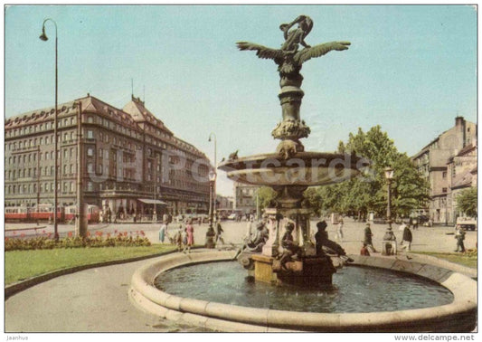 Bratislava - Hviezdoslav square - fountain - Czechoslovakia - Slovakia - used 1960 - JH Postcards