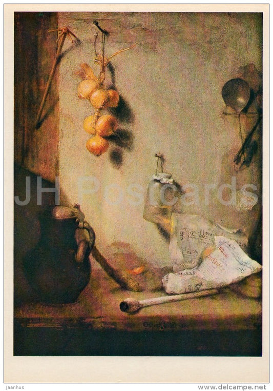 painting by Christoph Paudiss - Still Life , 1660 - onion - German art - 1980 - Russia USSR - unused - JH Postcards