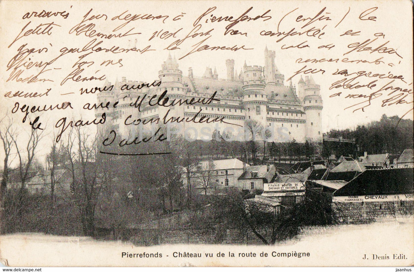 Pierrefonds - Chateau vu de la route de Compiegne - 1904 - old postcard - France - used - JH Postcards