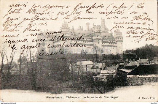 Pierrefonds - Chateau vu de la route de Compiegne - 1904 - old postcard - France - used - JH Postcards