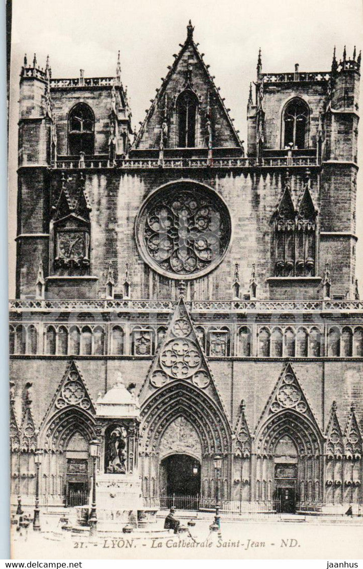 Lyon - La Cathedrale Saint Jean - cathedral - 21 - old postcard - France - unused - JH Postcards