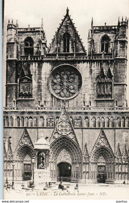 Lyon - La Cathedrale Saint Jean - cathedral - 21 - old postcard - France - unused - JH Postcards