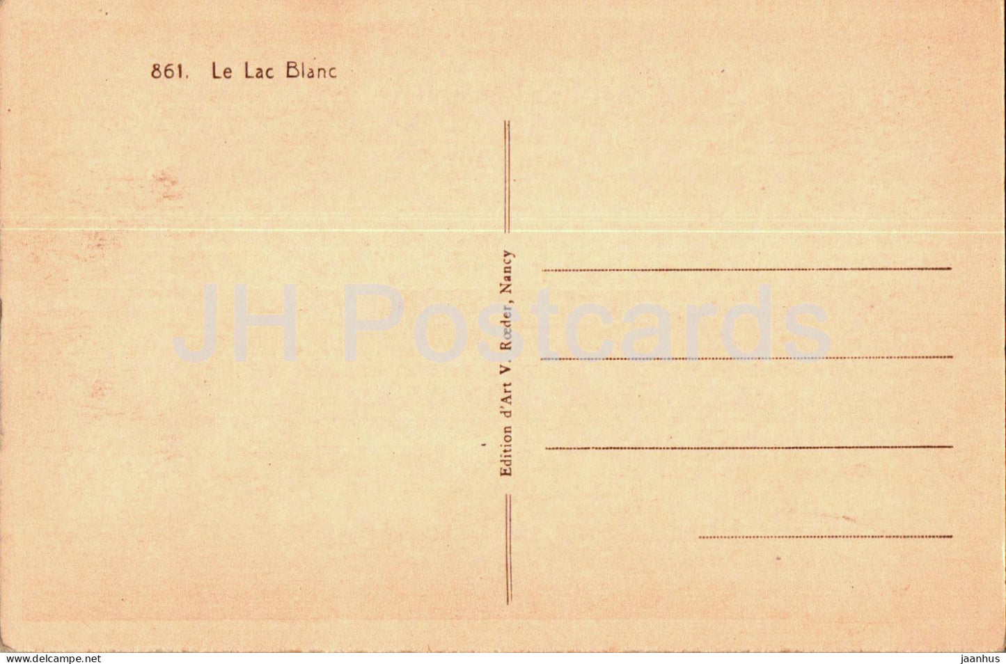 Le Lac Blanc - lac - 861 - carte postale ancienne - France - inutilisée