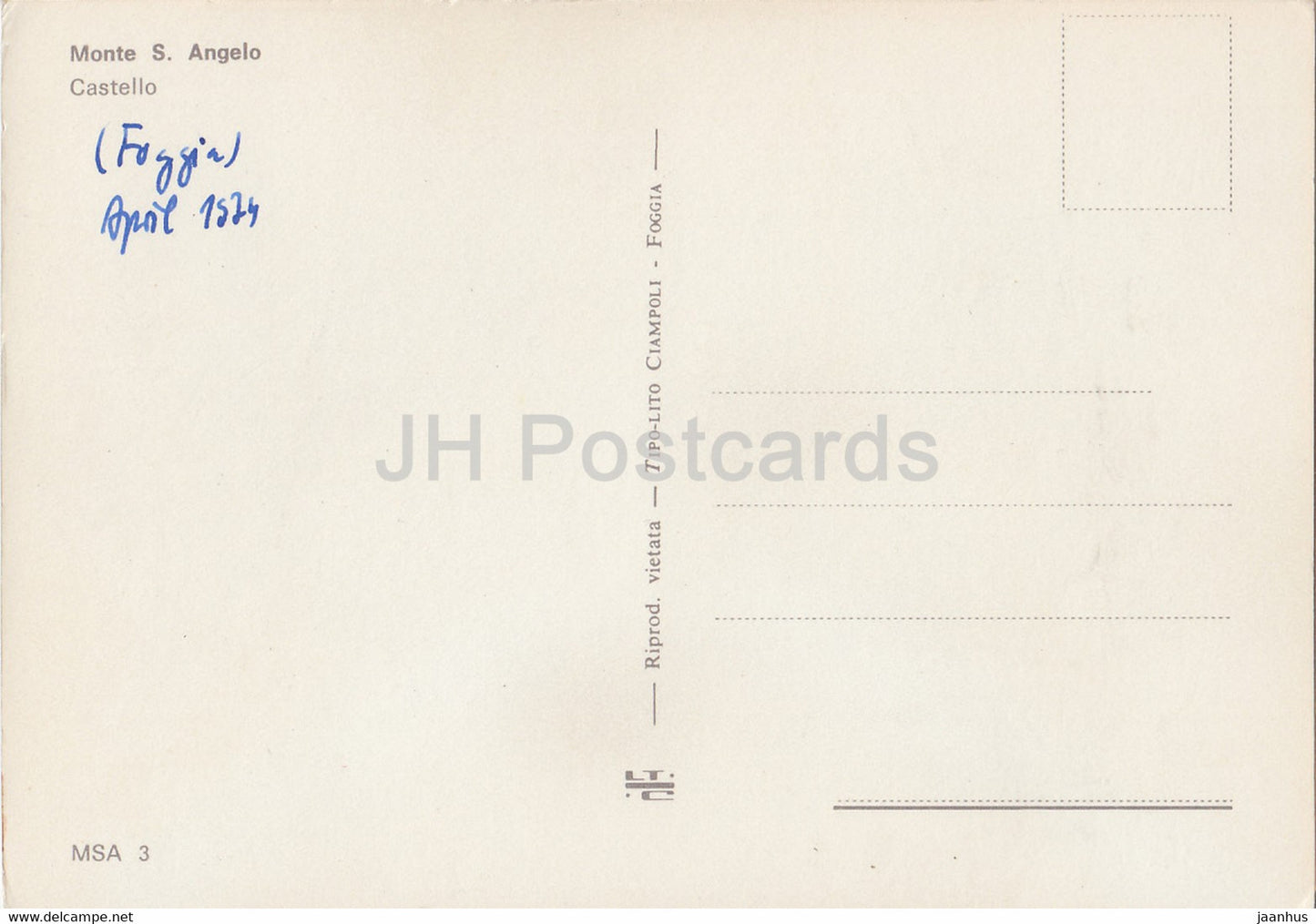 Monte S Angelo - Castello - Schloss - 1974 - Italien - Italia - gebraucht