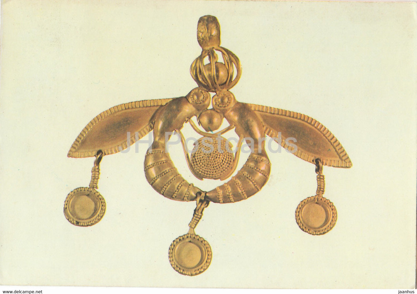Heraklion Museum - Gold Bee Pendant from a Neklace - From the Cemetery of Malia - Ancient Greece - Greece - used - JH Postcards