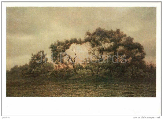 painting by V. Dementyev - Willow , 1979 - soviet art - russian art - unused - JH Postcards