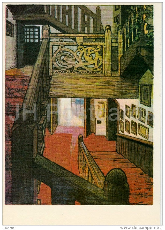 Staircase - Polenovo - illustration - 1976 - Russia USSR - unused - JH Postcards