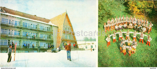 Kosov - hostel Carpathian Dawns - Kosov folk ensemble - Hutsul Region - 1980 - Ukraine USSR - unused - JH Postcards