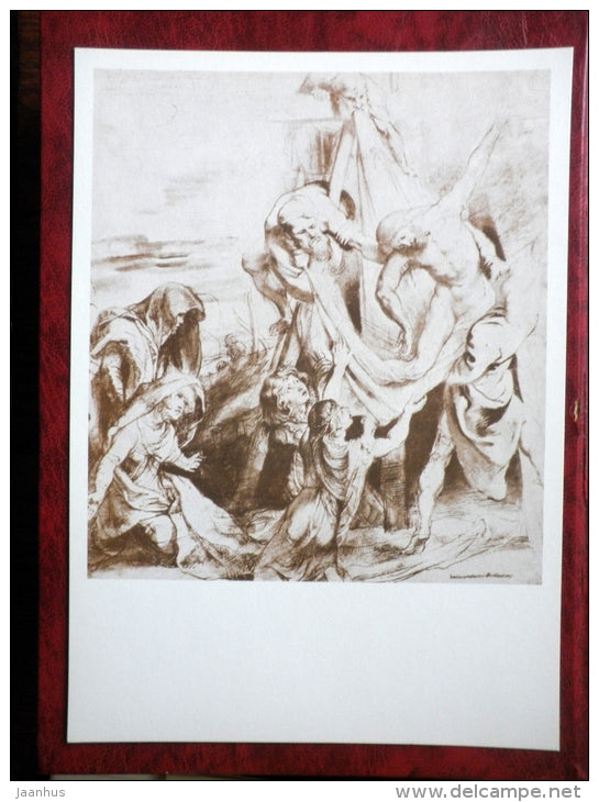 Drawing by Peter Paul Rubens - The Deposition , 1604 - maxi card - flemish art - 1977 - unused - JH Postcards