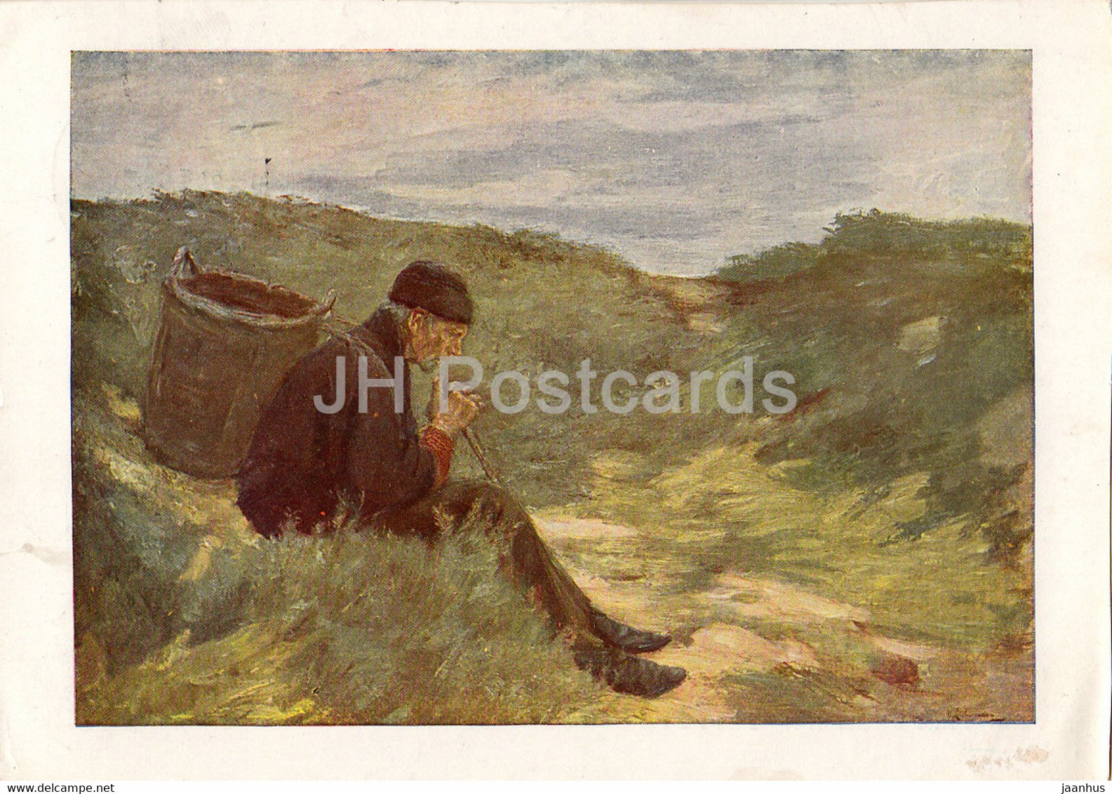 painting by Max Liebermann - Mann in den Dunen - German art - 1956 - Germany - used - JH Postcards