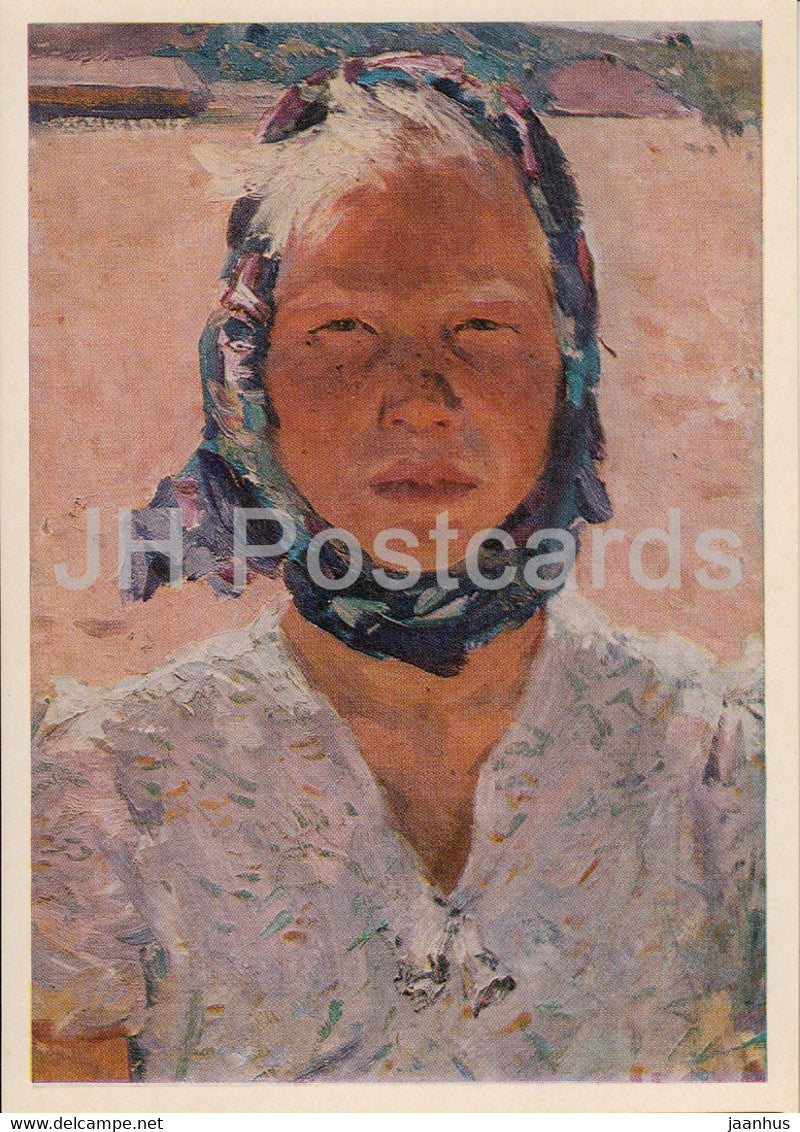 painting by V. Kudelkin - Volga Woman - Tatar Russian art - 1983 - Russia USSR - unused - JH Postcards