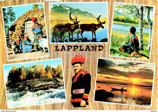 Lappland - reindeer - folk costumes - multiview - Sweden - used - JH Postcards