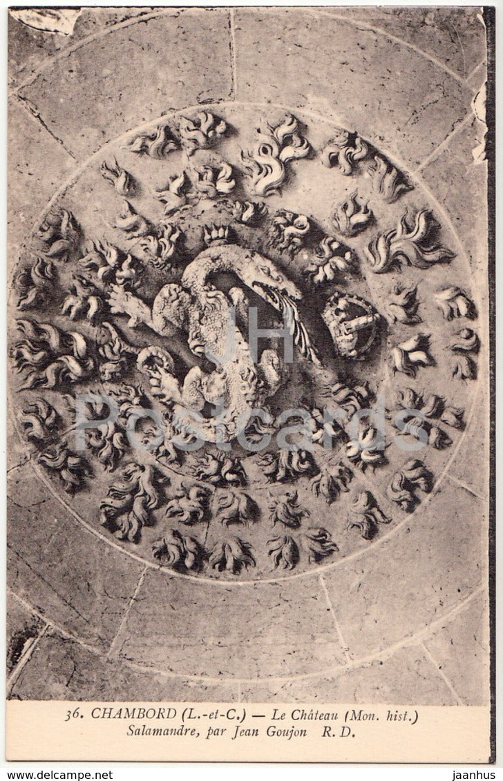 Chateau - Chambord - Salamandre par Jean Goujon - 36 - old postcard - France - unused - JH Postcards