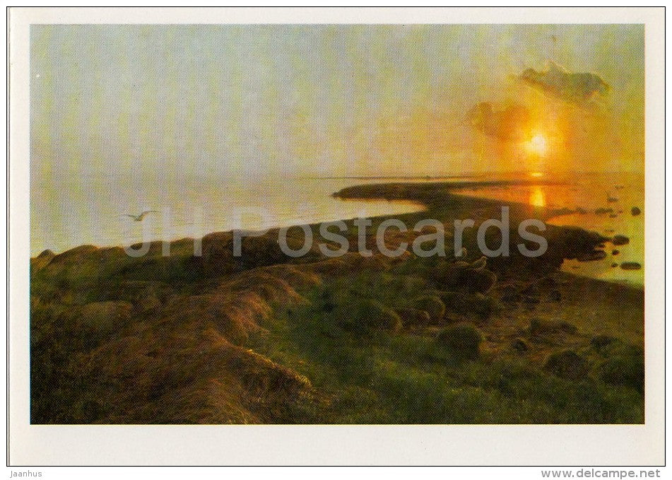 painting by Hans Ole Brasen - Curonian Lagoon , 1895 - Danish art - Lithuania USSR - 1982 - unused - JH Postcards