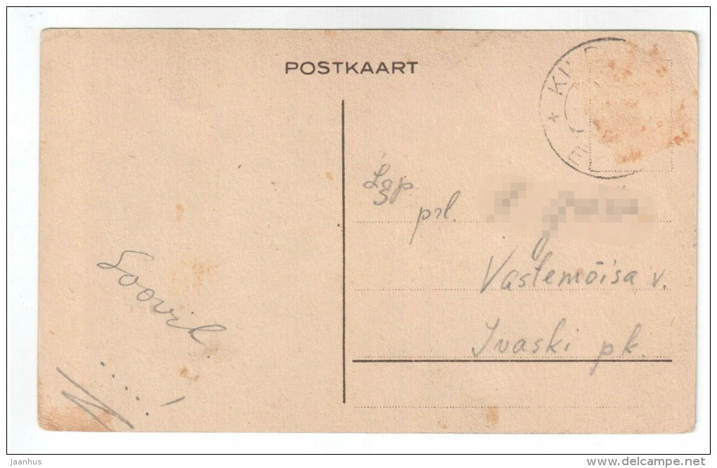 Easter Greeting Card - hare - eggs - old postcard - circulated Estonia - used - JH Postcards