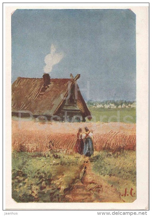 painting by A. Savrasov - Kutuzov hut - russian art - unused - JH Postcards