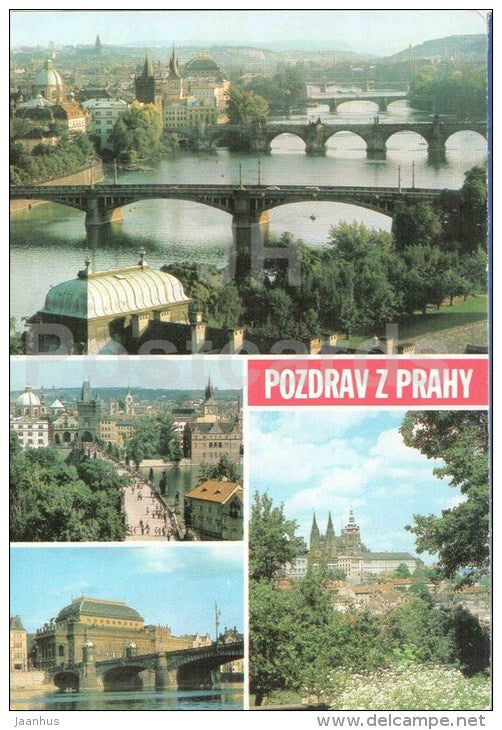 Greetings from Prague - bridge - Czechoslovakia - Czech - used 1989 - JH Postcards
