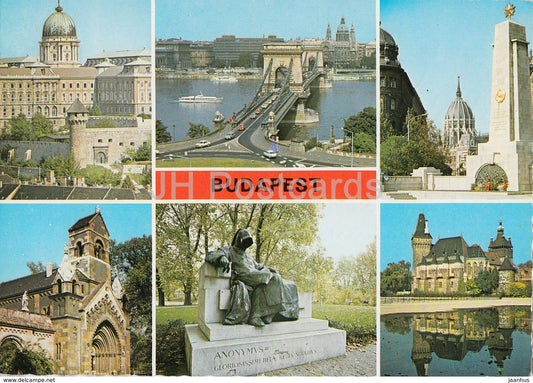 Budapest - monument - bridge - architecture - multiview - 1981 - Hungary - used - JH Postcards