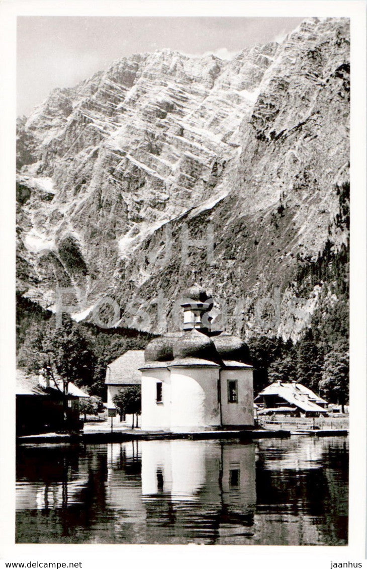 St Bartholoma am Konigssee mit Watzmann Ostwand 1800 m - old postcard - Germany - unused - JH Postcards