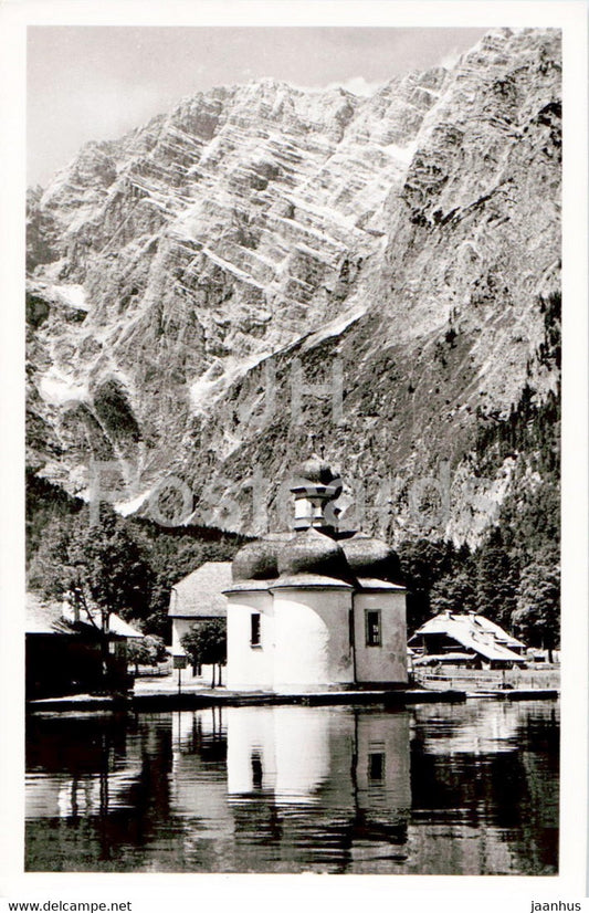 St Bartholoma am Konigssee mit Watzmann Ostwand 1800 m - old postcard - Germany - unused - JH Postcards