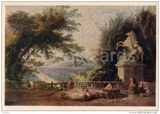 painting by Hubert Robert - Terrace in Marli , 1780s - French art - 1953 - Russia USSR - unused - JH Postcards