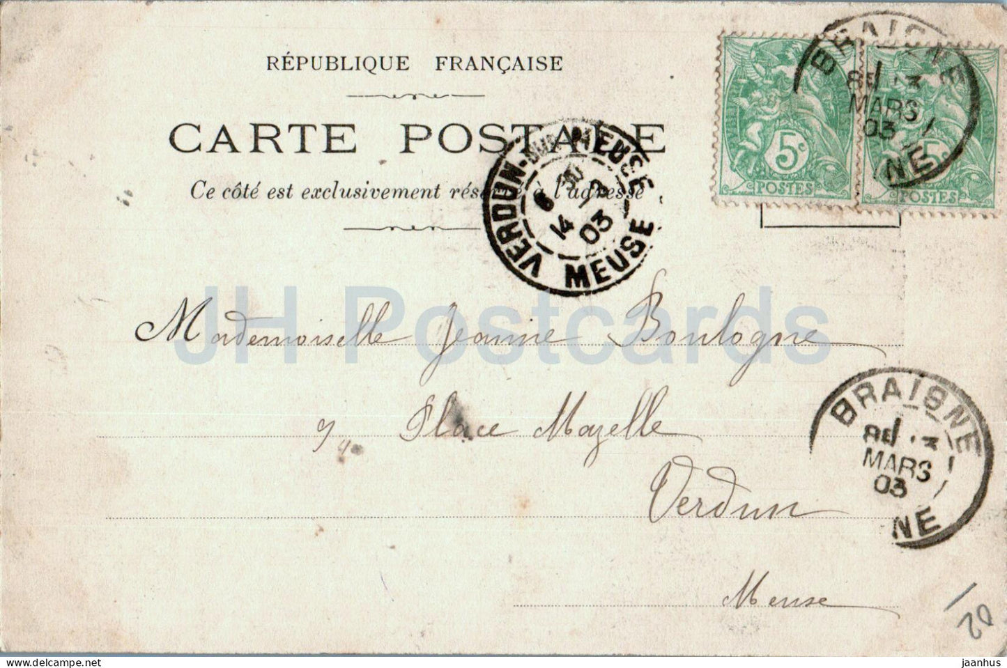 Braine - L'Eglise Saint Ived - église - carte postale ancienne - 1903 - France - occasion 