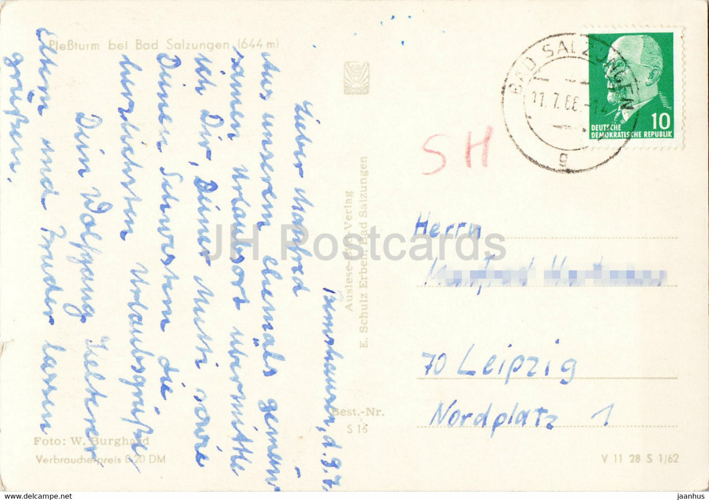 Plessturm bei Bad Salzungen 644 m - old postcard - 1966 - Germany DDR - used