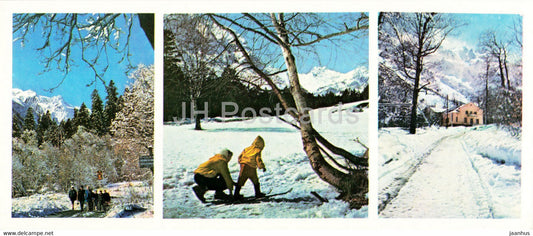 Dombay - Dombai - Beginner Slalomist - Winter Path - On the Way to the Mountaineering camp - 1983 - Russia USSR - unused - JH Postcards