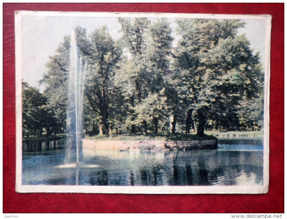 swan pond in Kadriorg Park - Tallinn - 1953 - Estonia USSR - used - JH Postcards