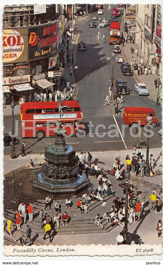 London - Piccadilly Circus - bus - ET.4896R - United Kingdom - England - used - JH Postcards