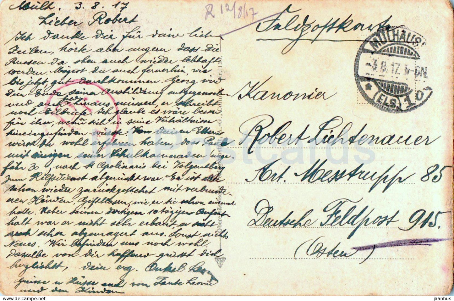 Schnierlach mit Buchenkopf - Feldpost - military mail - old postcard - 1917 - France - used