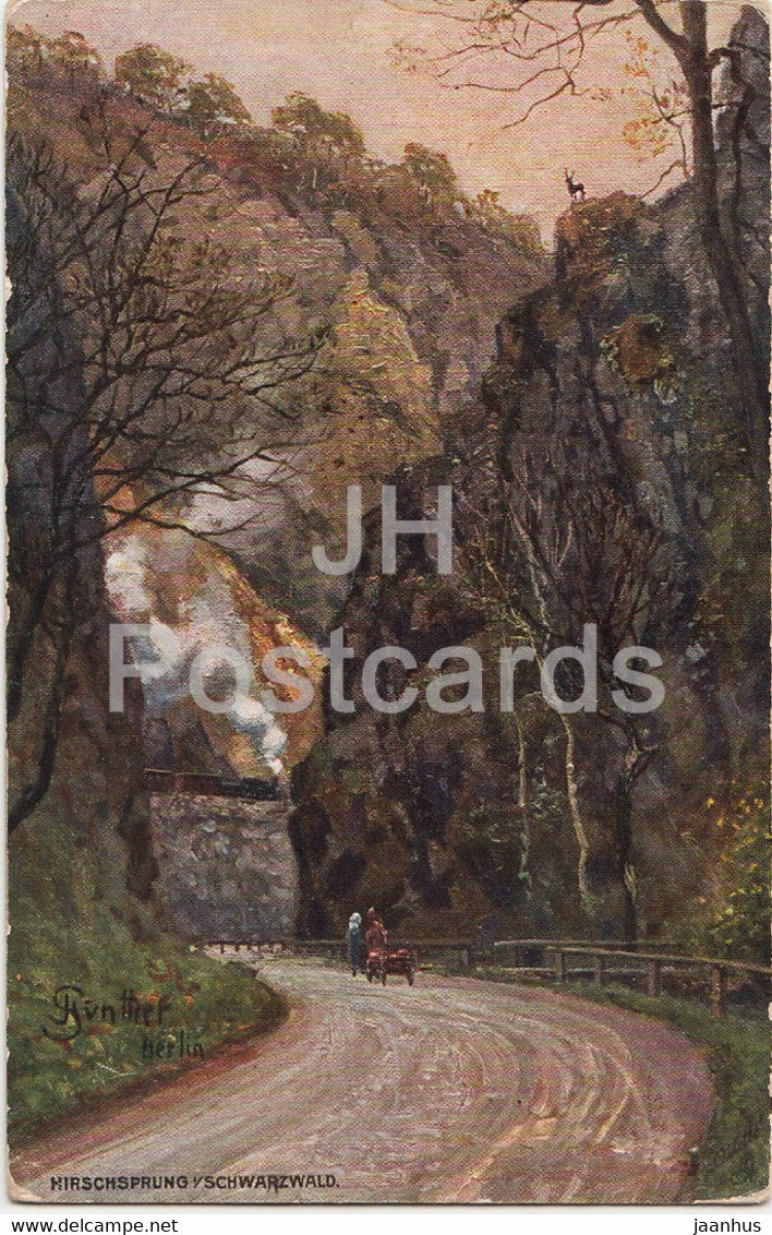 Hirschprung Schwarzwald - illustration - old postcard - Germany - unused - JH Postcards