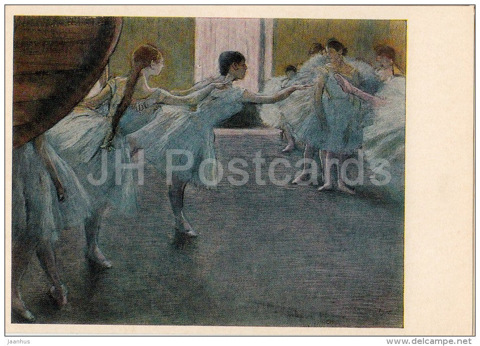 painting by Edgar Degas - Dancers on rehearsal - Ballet - Ballerina - French art - 1973 - Russia USSR - unused - JH Postcards
