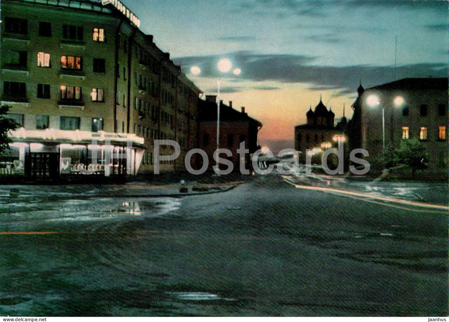 Pskov - October Prospekt - Evening - 1967 - Russia USSR - unused - JH Postcards