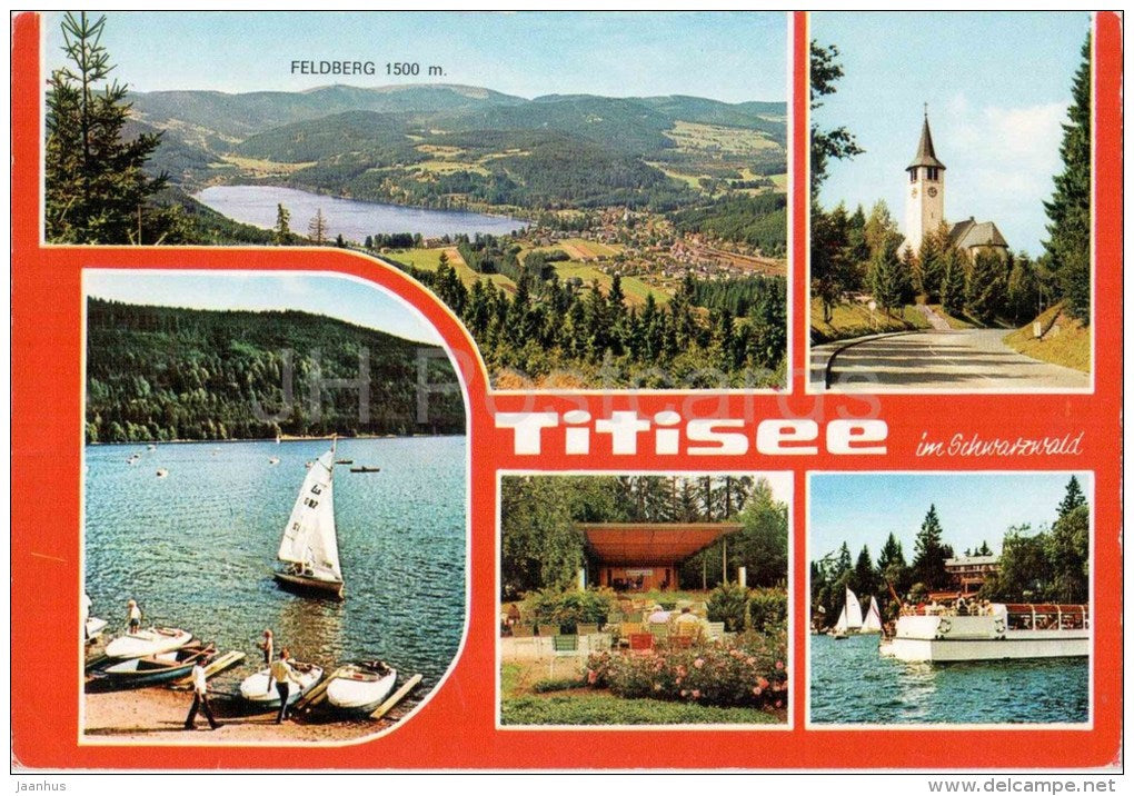 Titisee im Schwarzwald - segelboot - sailing boat - Feldberg 1500 m - Germany - 1990 gelaufen - JH Postcards