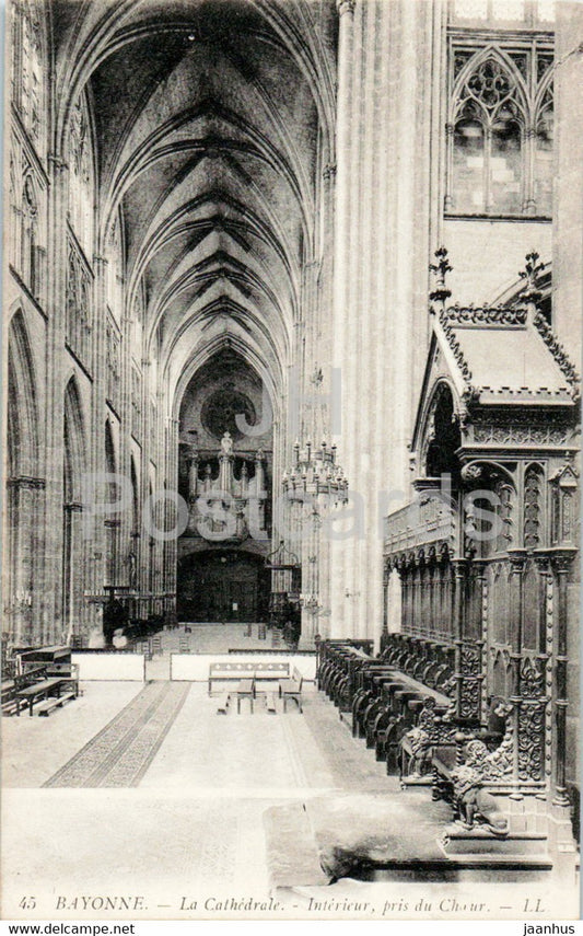 Bayonne - La Cathedrale - Interieur pris du Choeur - 45 - old postcard - France - unused - JH Postcards