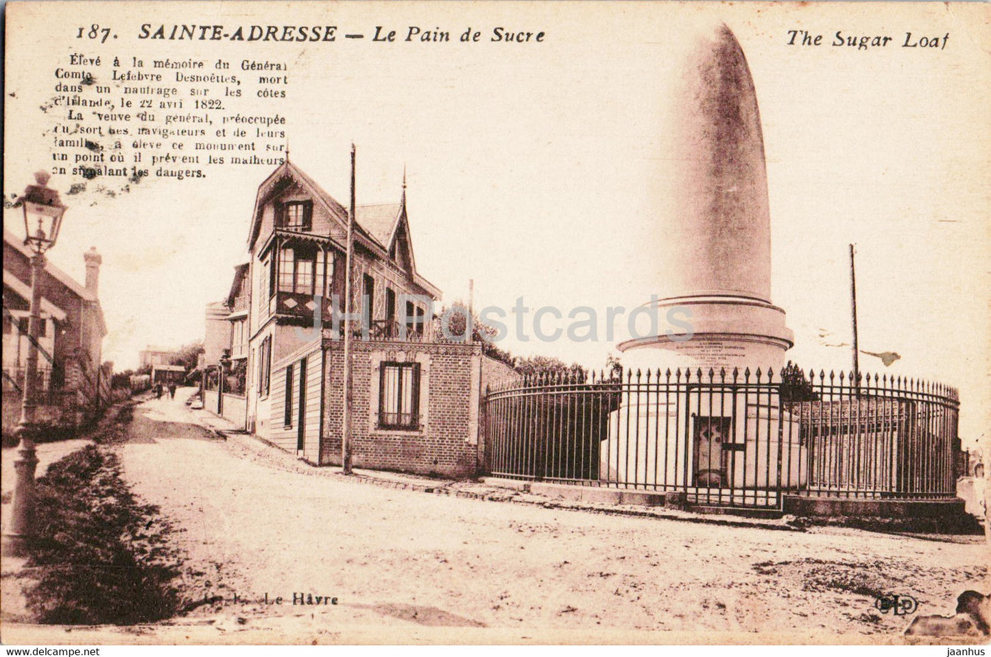 Sainte Adresse - Le Pain de Sucre - 187 - old postcard - 1929 - France - used - JH Postcards