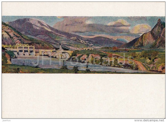 painting by M. Khvitia - Zemo-Avchalskaya power plant - Transcaucasia - Georgian art - 1963 - Russia USSR - unused - JH Postcards