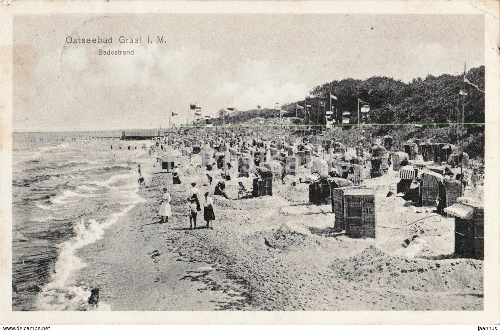Ostseebad Graal i M - Badestrand - beach - old postcard - Germany - used - JH Postcards